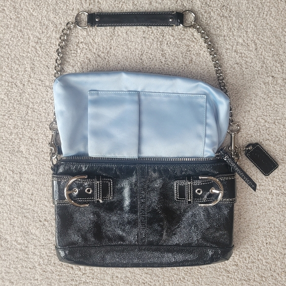 Coach Soho Chain Buckle Patent Black Leather Clutch Handbag - Picture 4 of 13